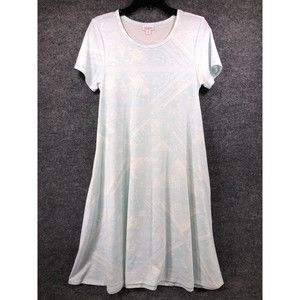 LuLaRoe Dress Women's Size XS Blue White Short Sleeves‎ Pockets Maxi Comfortable